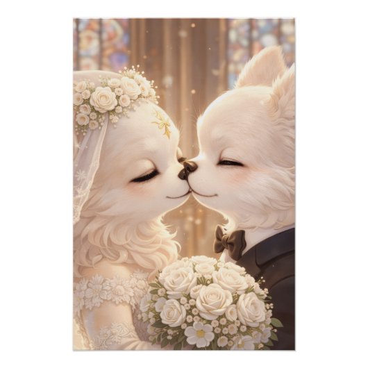 Wedding Dog Art Poster – Romantic Fantasy art Perfect Poster (Voorkant)