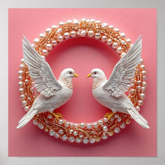 Wedding Doves Art Poster (Voorkant)