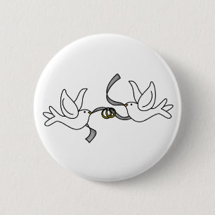 Wedding Doves met Rings Button