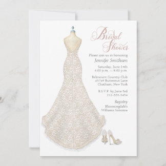 Wedding Dress with Shoes Bridal Shower Invitation Kaart