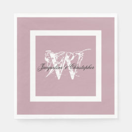 Wedding Dusty Pink Elegant Monogram + Names Paper Servet