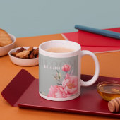 Wedding & Eid | Pink Peony & Sage Green Jumbo Mug