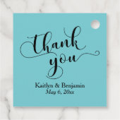 Wedding Elegant Black Script, Turquoise Hartelijk  Bedankjes Labels (Achterkant)