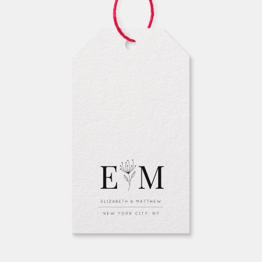 Wedding Elegant Chic Modern Monogram Foliage Cadeaulabel (Achterkant)