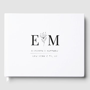 Wedding Elegant Chic Modern Monogram Foliage Gastenboek
