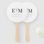 Wedding Elegant Chic Modern Monogram Foliage Handwaaier (Voorkant en achterkant)