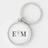 Wedding Elegant Chic Modern Monogram Foliage Sleutelhanger (Voorkant)