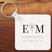 Wedding Elegant Chic Modern Monogram Foliage Sleutelhanger (Voorkant)