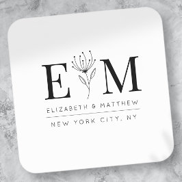 Wedding Elegant Chic Modern Monogram Foliage Vierkante Sticker