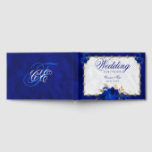 Wedding Elegant Floral Royal Blue Gold Gastenboek (Volledig)