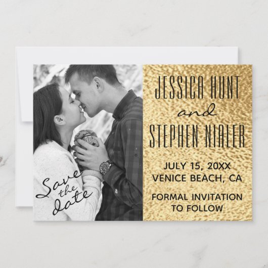 Wedding Elegant Gold en Black Save The Date (Voorkant)