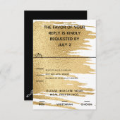 Wedding Elegant Gold en zwarte RSVP-kaart RSVP Kaartje (Voorkant / Achterkant)