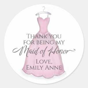 Wedding Elegant Maid of Honor Classic Pink Dress Ronde Sticker