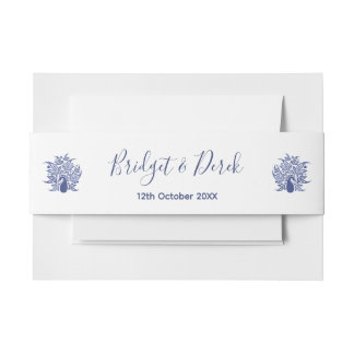 Wedding Elegant Peacock Blue en White Gepersonalis Uitnodigingen Wikkel