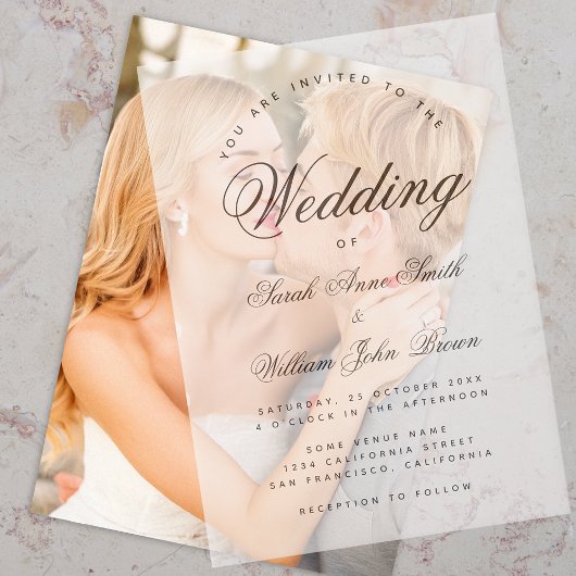 Wedding Elegant Script Calligraphy Translucent  Vellum Uitnodigingen