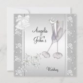 Wedding Elegant Silver White Lace Floral Kaart (Voorkant)
