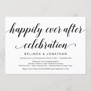 Wedding Elopement, Elegant Classy Black Script Kaart