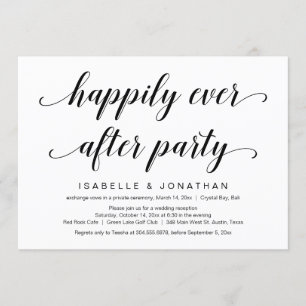 Wedding Elopement, Elegant Classy Black Script Kaart