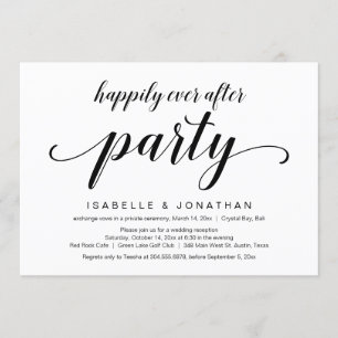 Wedding Elopement, Elegant Classy Black Script Kaart