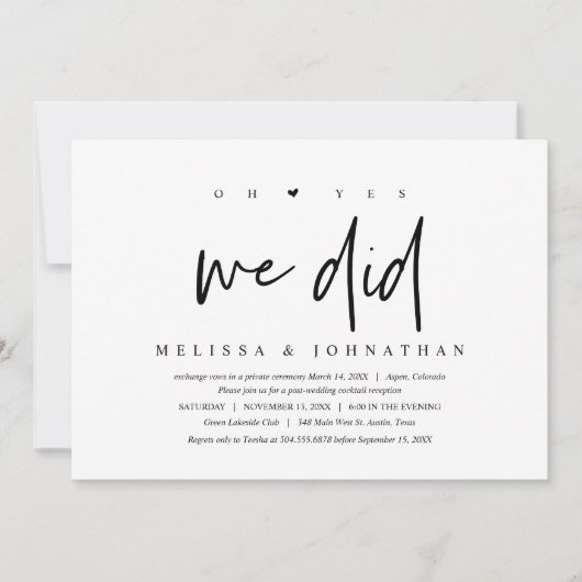 Wedding Elopement, oh ja dat deden we. Kaart (Voorkant)