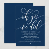 Wedding Elopement Party, Oh ja, dat deden we, Navy Kaart (Voorkant / Achterkant)