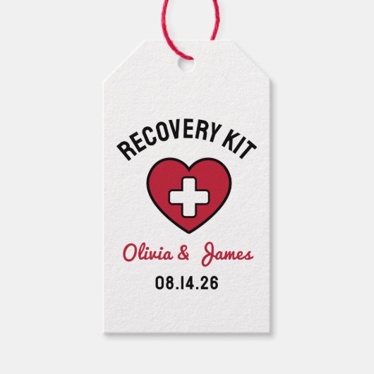 Wedding Emergency Survival Hangover Recovery Kit Cadeaulabel (Voorkant)