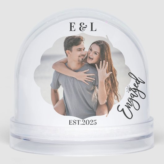 Wedding Engagement Keepsake Photo Couple Initials Sneeuwbol (Voorkant)