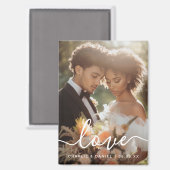 Wedding engagement photo love couples names date magneet (Voorkant / Achterkant)