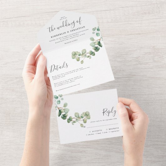Wedding Eucalyptus botanical invitation elegant (Déchirure)