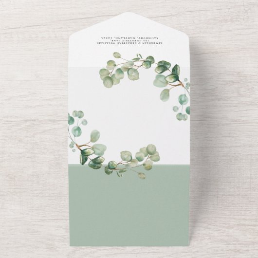 Wedding Eucalyptus botanical invitation elegant All In One Uitnodiging (Buitenkant)
