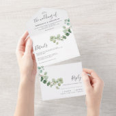 Wedding Eucalyptus botanical invitation elegant All In One Uitnodiging (Afscheurbaar)