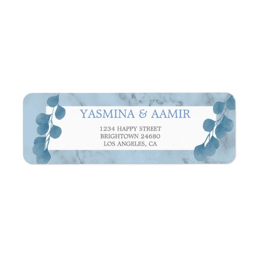 Wedding Eucalyptus Foliage Blue Texture Address La Etiket (Voorkant)