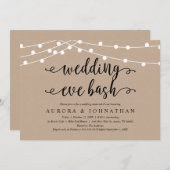 Wedding Eve Bash, Rustic Kraft repesal Dinner Kaart (Voorkant / Achterkant)