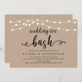 Wedding Eve Bash, Rustic Kraft repesal Dinner Kaart (Voorkant / Achterkant)