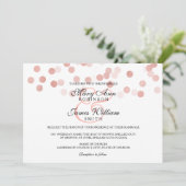 Wedding Faux Roos Gold Folie Glitter Lights Kaart (Staand voorkant)