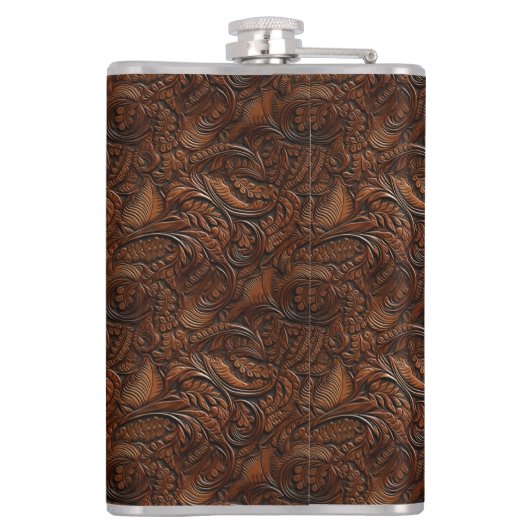 Wedding Faux Tooled Leather Look Heupfles (Achterkant)