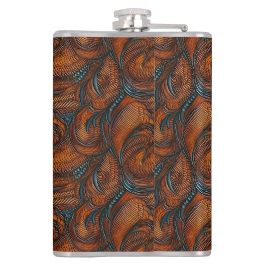 Wedding Faux Tooled Leather Look Heupfles (Achterkant)