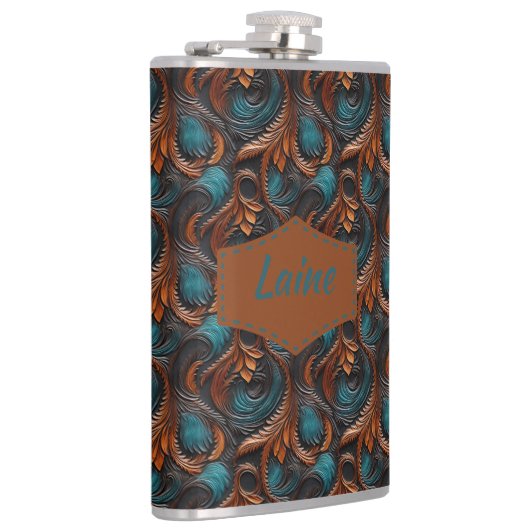 Wedding Faux Tooled Leather Look Heupfles (Rechts)