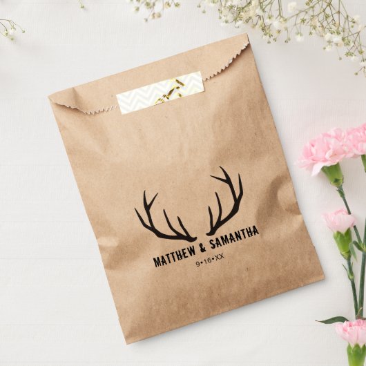 Wedding Favor Bag | Rustic Deer Antler Bedankzakje (Gezegeld)