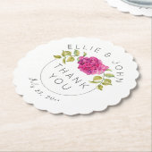 Wedding Favor Hot Pink Hydrangea Kartonnen Onderzetters (Gekanteld)