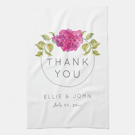 Wedding Favor Hot Pink Hydrangea Theedoek (Verticaal)