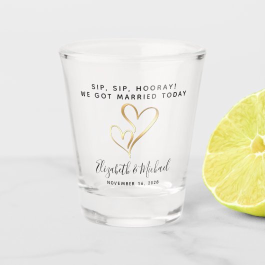 Wedding Favor Sip Sip Hooray Shot Glas (Voorkant)