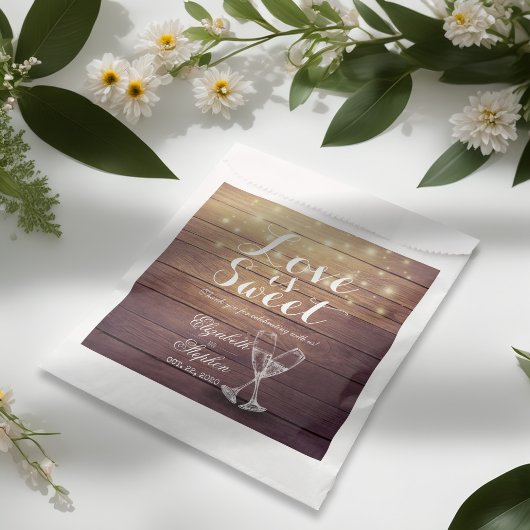 Wedding Favor Trets Bags Champagne Glasses Wood Bedankzakje