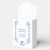 Wedding Favour Box Blue Sapphire Bells Scrollwork Bedankdoosjes (Geopend)