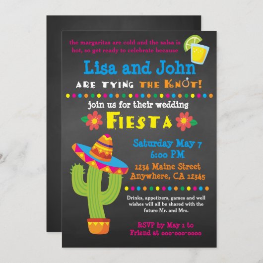 Wedding Fiesta-uitnodiging Kaart (Voorkant / Achterkant)