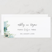 Wedding Find Your Table Dusty Blue Floral Card Programma (Voorkant / Achterkant)