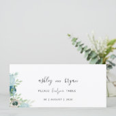 Wedding Find Your Table Dusty Blue Floral Card Programma (Staand voorkant)