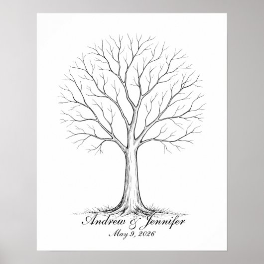 Wedding Fingerprint Tree Guest Book Alternative Poster (Voorkant)