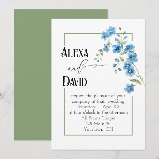 Wedding Floral Frame On White Kaart (Voorkant / Achterkant)