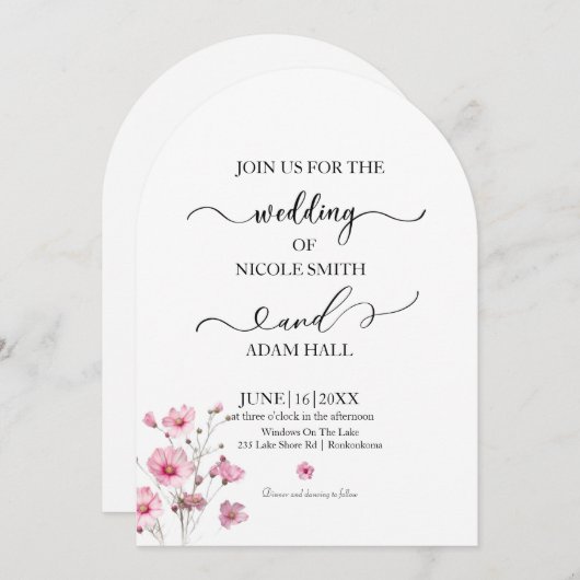 Wedding Floral Invitation (Devant / Derrière)